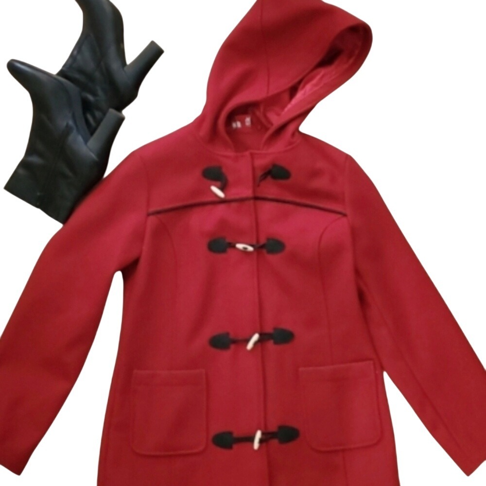 TripTick Cherry Red Womans Wool Toggle Zip Jacket Size‎ Medium